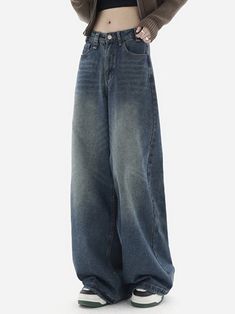 Dark Wash Vintage Baggy Boyfriend Jeans – FashionLaura Baggy Boyfriend Jeans, Jean Pocket Designs, Preppy Punk, Jeans Online Store, Street Y2k, Vintage Preppy, Vintage Punk, Street Look, Loose Pants