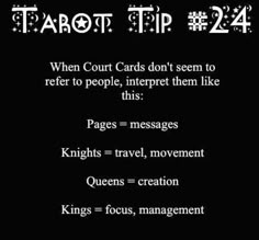 a black and white photo with the words tarot tip 24