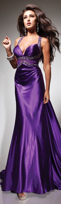 Tony B couture 2013/2014 ~ <3 Purple Silk Dress Long, Royal Purple Prom Dress, Purple Dress Outfits, Purple Silk Dress, Easter Dresses For Toddlers, Purple Prom, Purple Prom Dress, Silk Dress Long, Sleeveless Gown