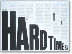 an advertisement for hard times, with the words hard times written in black and white