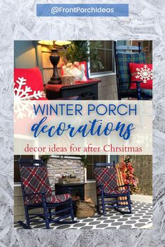 an advertisement for winter porch decorations