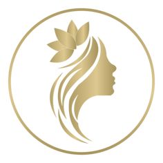 a woman's face with leaves on her head in a circle, logo, icon png and psd