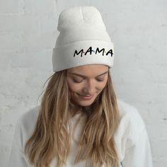 FRIENDS Mama Embroidered Knit Hat Cuffed Beanie | Mom Hat Mother's Day New Mom Mom's Birthday gift Trendy Hats For Women, Trendy Hats, Trendy Belts, Cute Christmas Tree, Cuffed Beanie, Winter Vibes, Halloween Aesthetic, Narwhal, Holiday Wardrobe