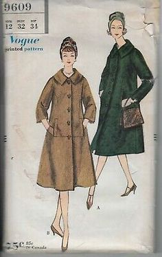 a women's coat and dress pattern from the 1950's