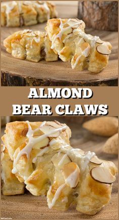 Bear Claw Recipe Puff Pastries, Solo Almond Cake And Pastry Filling Recipes, Almond Bear Claws, Almond Bear Claw Recipe, Cinnamon Roll Snowflake Puff Pastry, Bakery Pastry Recipes, Bearclaw Recipe Easy, Almond Pastry Filling Recipes, Bearclaw Pastry