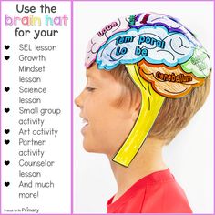 a child's brain hat with the words, use the brain hat for your self