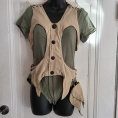 Brand New With Tags From Independent Designer Tan Khaki Warrior Warrior Like Festival Vest With Snap And Pocket/Pouch Detail Size Large, Runs Small No Give In Chest Festival Vest, Cream Outfits, Anime Clothing, Anime Warrior, Anime Outfits, Festival Wear, Pocket Pouch, Cotton Linen, Jackets & Coats