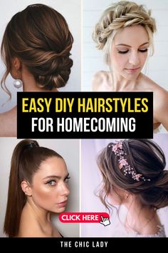 20 Easy Homecoming Hairstyles for a Chic Look High Neck Hairstyles, Easy Homecoming Hair, Elegant Braids, Easy Chignon, Old Hollywood Waves, Girls Updo, Half Up Bun