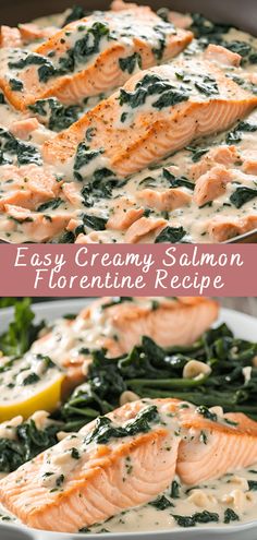 Easy Creamy Salmon Florentine Recipe If you’re looking for a dish that combines the rich flavors of salmon with a creamy, savory sauce, Salmon Florentine is the perfect recipe for you. This dish is inspired by the classic Florentine style of cooking, which typically involves a creamy spinach sauce. Paired with perfectly pan-seared salmon, this […] Creamy Spinach Salmon Recipes, Sturgeon Recipe Dinners, Salmon With Creamy Spinach Sauce, Salmon With Spinach Recipes, Italian Style Salmon, Fish And Spinach Recipes, Salmon Rockefeller Recipe, Salmon And Spinach Recipes, Creamy Spinach Salmon