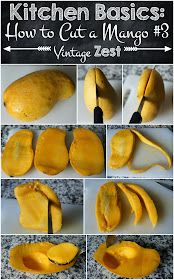 how to cut mangos in half and then peel them into pieces with the help of a knife