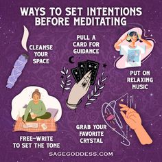 This is super helpful if you’re struggling with finding clarity in your meditation practice 💜 Next month in my online Living Magic program, we’re exploring the magic of meditation & holding space in one of the four monthly classes 🧘‍♀️✨ Goddess Meditation, Digital Grimoire, Setting Intentions, Set Intentions, Healing Magic, Divine Feminine Spirituality, Holding Space, Easy Meditation, Wellness Retreat