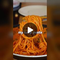 a plate full of spaghetti with the caption my lazy pasta