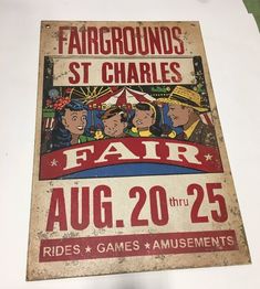 an old poster advertising fair rides and amusements