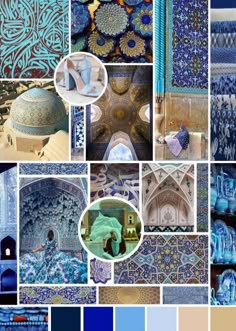 blue and white color scheme with different images