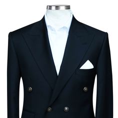 Package Includes: 1 x Jacket - 1 x Pant

Introducing our Bespoke Dark Blue Double Breasted Suit, a testament to timeless elegance and refined sophistication. Meticulously crafted with exceptional attention to detail, this suit is the epitome of sartorial excellence. The double-breasted design adds a touch of regal flair, elevating your style to new heights. The carefully positioned buttons and expertly structured silhouette accentuate your physique, creating a commanding presence that demands at Luxury Double-breasted Long Sleeve Suits, Luxury Formal Blazer With Double Button Closure, Formal Long Sleeve Tuxedo With Double-breasted Button, Luxury Double-breasted Suits With Hidden Button Closure, Luxury Double Breasted Suit With Welt Pockets, Luxury Long Sleeve Double Breasted Suit With Welt Pockets, Luxury Double-breasted Tuxedo For Semi-formal, Luxury Semi-formal Double-breasted Tuxedo, Luxury Tailored Tuxedo With Double-breasted Fastening