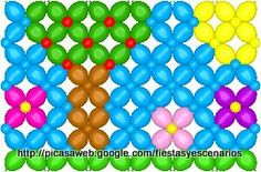 an image of balloons and flowers in the shape of a flower on a white background