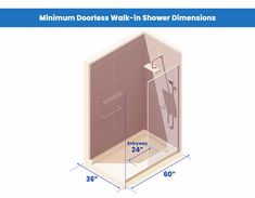 the measurements for a walk in shower are shown