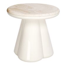 a white table with a wooden top on a white background