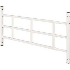 an image of a white headboard with rails on the top and bottom part of it