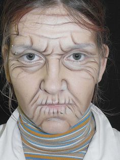 Make-up placement for a granny look for Halloween. This would of come in handy for my last years 'grandma zombie' look! Old Lady Makeup, Old Age Makeup, Aging Makeup, Old Man Face, Theatre Makeup, Movie Makeup, Special Fx Makeup, Theatrical Makeup, Character Makeup