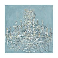 a painting of a chandelier on a blue background