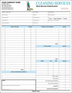 a cleaning service invoice form