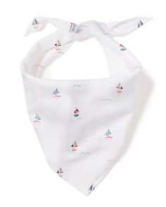 a white bandana with sailboats on it