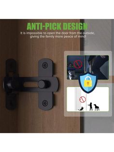 an image of a door handle with the words anti - pick design on it and a photo of a person holding a dog