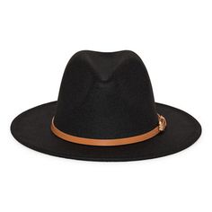 A.n.a's women's fedora is a chic cold-weather accessory to have on hand. Crafted from felt-like fabric with a contrast faux leather ribbon trim around the base, this hat is a must-have to wear with your favorite outfits.Features: Adjustable StrapsBase Material: 100% PolyesterLining: UnlinedCare: Spot CleanBrim Width: 2 1/2 InchCountry of Origin: Imported Elegant Fall Travel Hat, Chic Wool Fedora For Fall, Elegant Felt Hat For Travel In Fall, Elegant Felt Hat For Fall Travel, Elegant Black Fedora For Travel, Adjustable Black Felt Fedora, Chic Wool Hat Bands For Fall, Chic Wool Hat Band For Fall, Black Felt Hat With Flat Brim