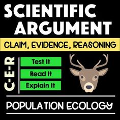 the scientific argument is written in green and black with an image of a deer's head