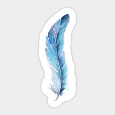 a blue feather sticker on a white background