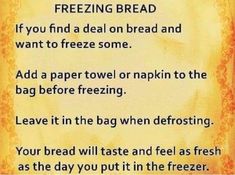 a poem that is written in english and has an image of the words freeze bread on it