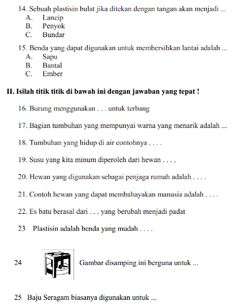 SOAL DAN JAWABAN PAS UAS IPA KELAS 2 SD/MI SEMESTER 1 SERBA SERBI GURU SERBA SERBI GURU Soal Kelas 2 Sd Semester 2, Preschool Writing, E Learning, Preschool Worksheets, Devon