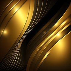 an abstract gold and black background with wavy lines in the center, as well as some lights