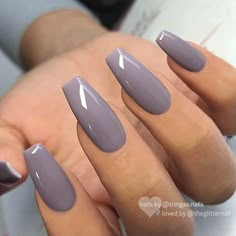 Grey Nail, Nail Polish Colors Fall, Solid Color Nails, Rose Gold Nails, Gray Nails, Fall Acrylic Nails, Colorful Nails, Super Nails, Coffin Nails Long