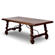 an old style wooden table on white background