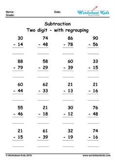 the subtraction worksheet for two digit and no regrouping numbers