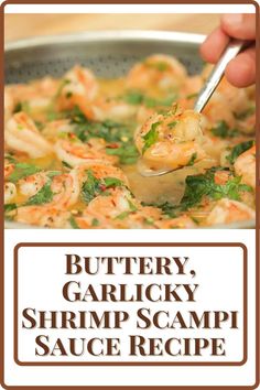 shrimp scampi sauce recipe with buttery, garlic and parsley