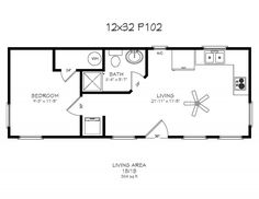 the floor plan for a two bedroom, one bathroom apartment with an attached living area