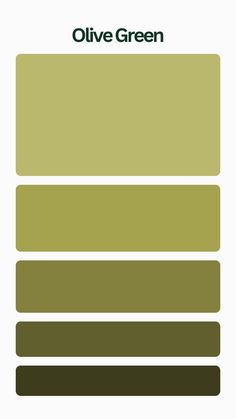 an olive green color scheme with the words olive green on top and below it,