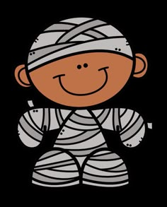 a drawing of a boy with bandages on his head