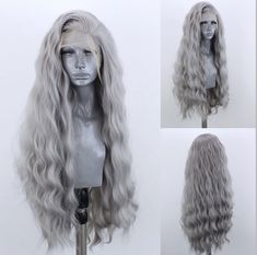 PRICES MAY VARY. lace front wigs straight wigs with high quality Average Cap Size(22.5Inch) With Adjustable Straps and 3 Combs Easy to Take High quality swiss lace, strong and soft, never hurt skin. Synthetic Hair Heat Resistant Up To 160 Degrees Same Color And Hair Style As Pic 
 Hair Material:100% High Quality Heat Resistant Synthetic Hair Fiber 
 Cap Size: FLEXIBLE & ADJUSTABLE-Average Cap Size(22.5Inch) With Adjustable Straps and 3 Combs. 
 Hair Color:Grey 
 Hair Style:Long Wavy 
 Wigs Weigh Webster Wigs, Loose Beachy Waves, Blue Wig, Grey Wig, Pink Wig, Red Wigs, Grey Hair Color, Lace Hair, Middle Part