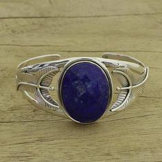 Sea Blossom Handcrafted Sterling Silver Cuff Bracelet with Lapis Lazuli Lapis Jewelry, Floral Bracelet, Sterling Silver Cuff Bracelet, Sterling Silver Cuff, Silver Cuff Bracelet, Faceted Gemstones, Silver Flowers, Silver Cuff, Silver Pendant Necklace