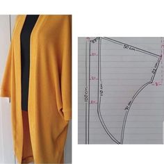 the sewing pattern for this cardigan is shown