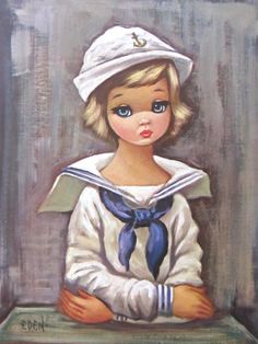 Eden Painting, Eden Artist, Girl Painting, Litho Print, Sailor Suit, Painting Of Girl, Images Vintage, Popular Artists