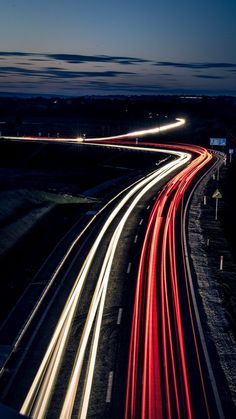 long exposure photograph of traffic on highway at night