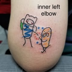 Small Adventure Time Tattoo, Adventure Time Tattoo, Funky Tattoos, Cute Little Tattoos, Cute Tiny Tattoos, Tatuaje A Color, Poke Tattoo, Time Tattoos, Dream Tattoos