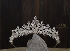 "Wedding Tiara Crystals Silver Crown Bride Bridal Accessories Head Hair Rhinestone Diamond Diadem All my jewelry is packed securely in environmentally friendly material and sent in a gift box as soon as possible.  Tiara height (maximum point of height of the decorative part of the tiara) - 2\" ( 5 cm); Tiara length (length of the decorative part of the tiara) - 8.7\" ( 22 cm). Tiara circumference (maximum distance between the inner sides of the tiara rim) - 5.1\" ( 13 cm). Tiara weight - 0.14 lbs ( 62 gram). This is a great gift for you and your loved ones!" Hair Diamonds, Diamond Diadem, Fantasy Ball, Crown Bride, Bridal Crown Tiara, Crystal Wedding Tiaras, Silver Tiara, Bride Tiara, Diamond Tiara