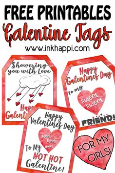 free printable valentine's day tags for kids to use on the classroom desk