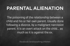 a blackboard with the words parental alienation written in white on it and an image of a child's face